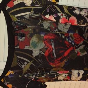 Desigual brand Dress. Flowers and Hearts. Size Large.